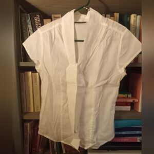 White/Cream Bowed Short-sleeved Blouse Petite Small
